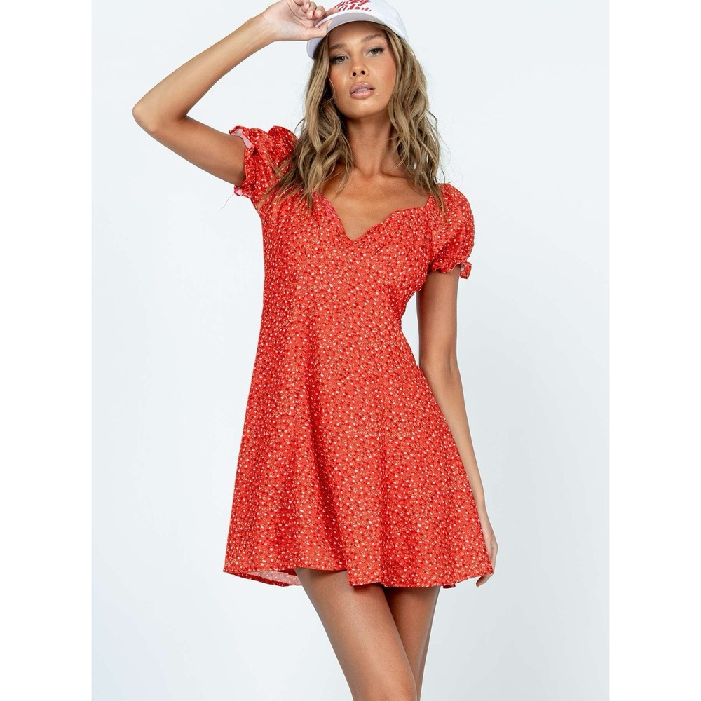 Princess Polly - The Sting Short Sleeve Mini Dress in Red - Size : 0